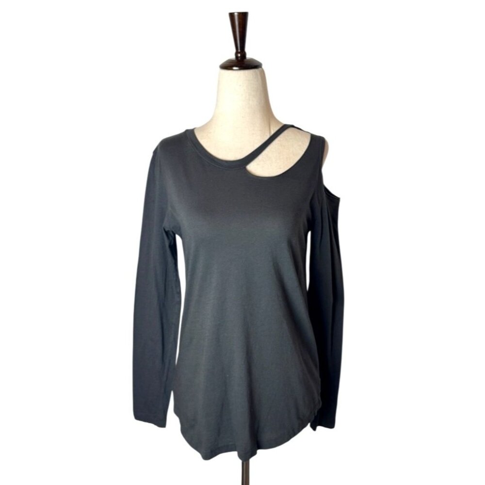 LNA Shirt Women XS Gray Cotton Cut Out Neckline Lightweight Tee Punk Athleisure